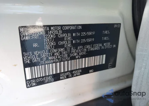 2022 Toyota Venza Xle z USA, uszkodzony, nr VIN JTEAAAAH5NJ116254